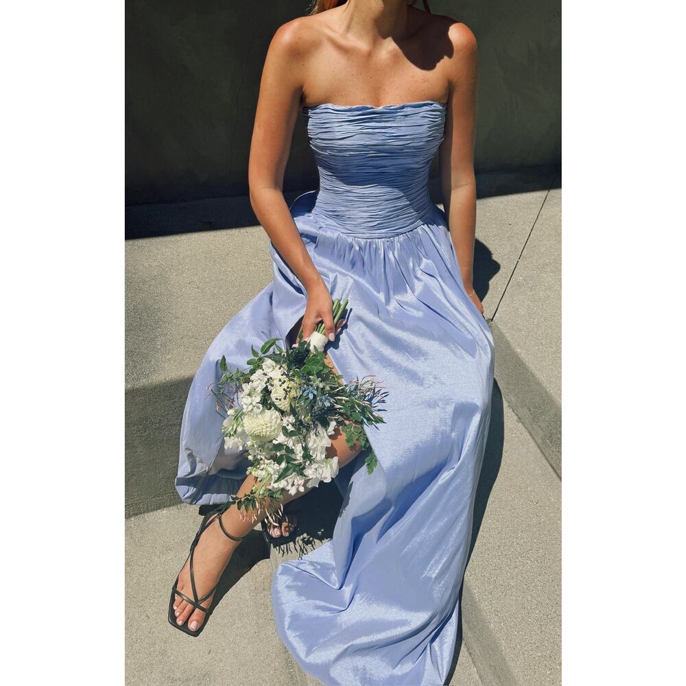 Show Me Your Mumu Morgan Maxi Dress in Borrowed Blue Taffeta XS